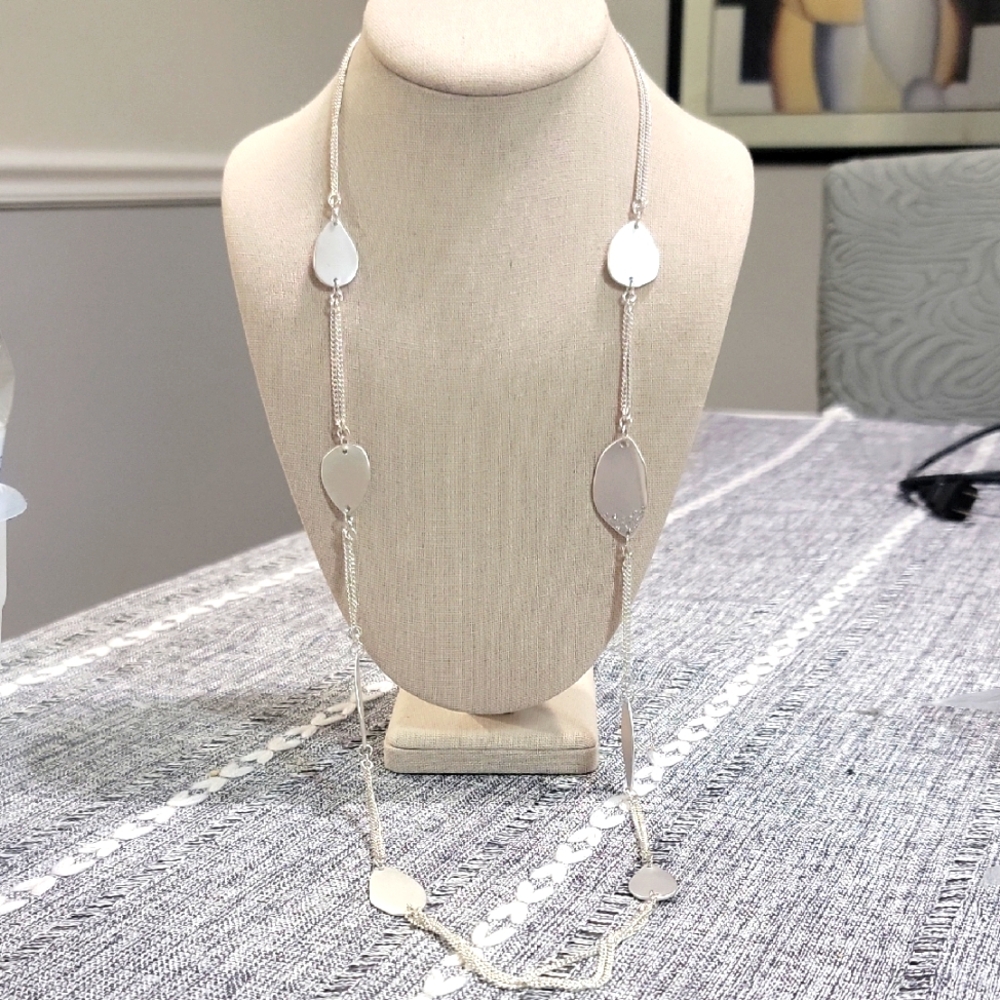 Paloma & Ellie Designer Bridge Modern Silver Geometric Necklace 40"